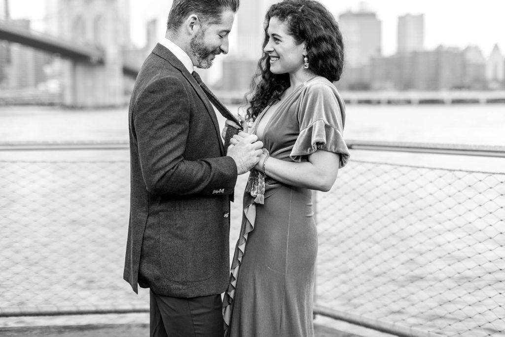Sunrise Couples Session on the Brooklyn Bridge New York Caitlin Page Photography