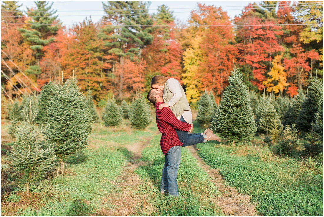 Engagement Photos at a Christmas Tree Farm Litchfield, New Hampshire