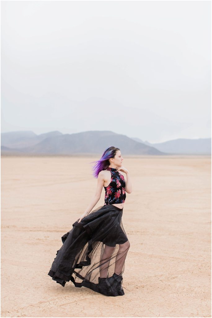 Girl modeling in the desert