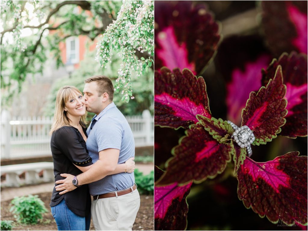 engagement ring on plant man and woman