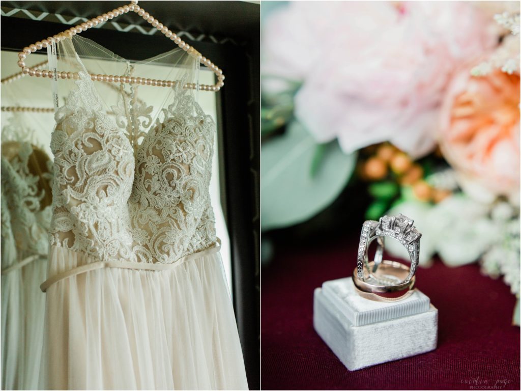 wedding ring and wedding dress