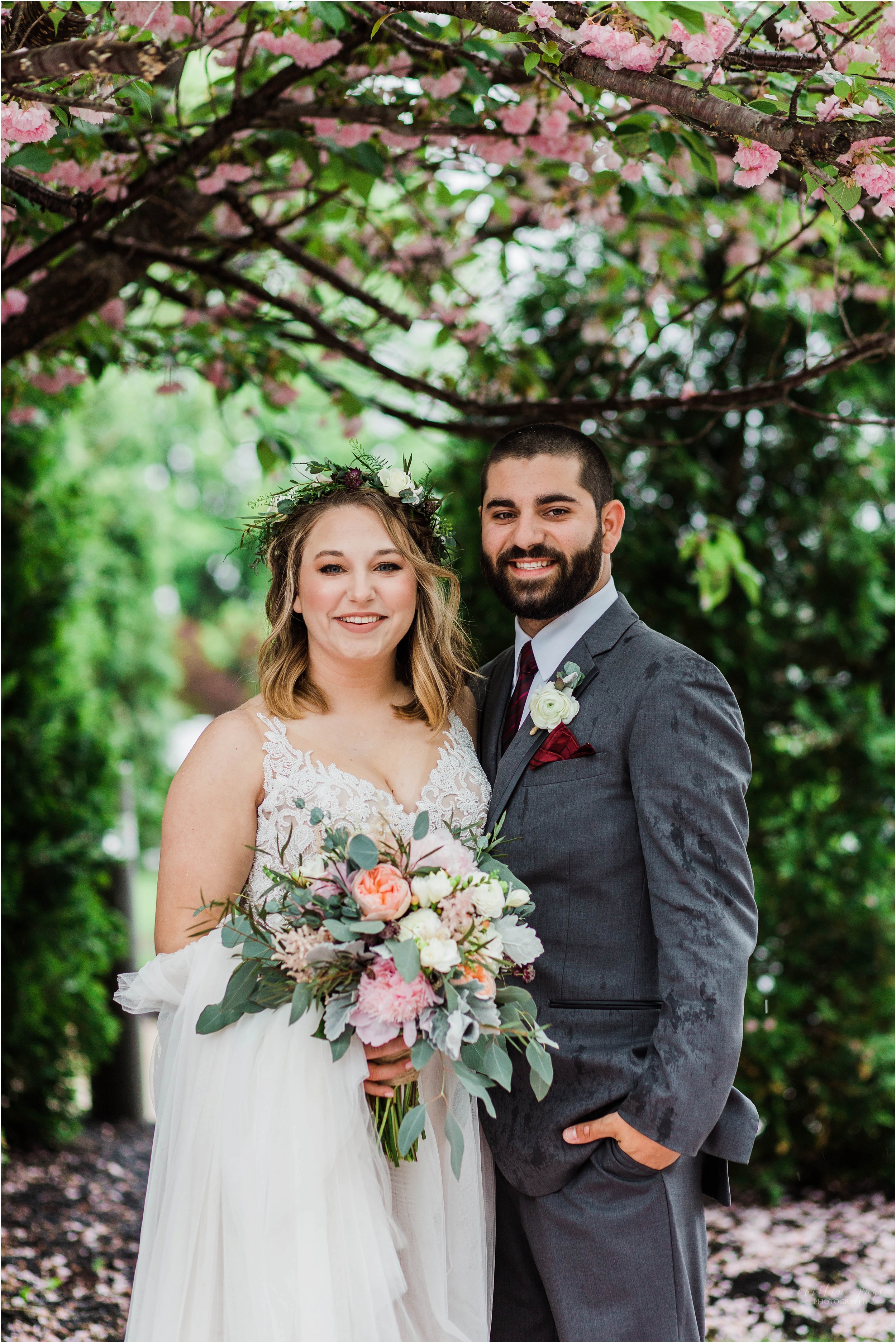 bridal portrait cherry tree