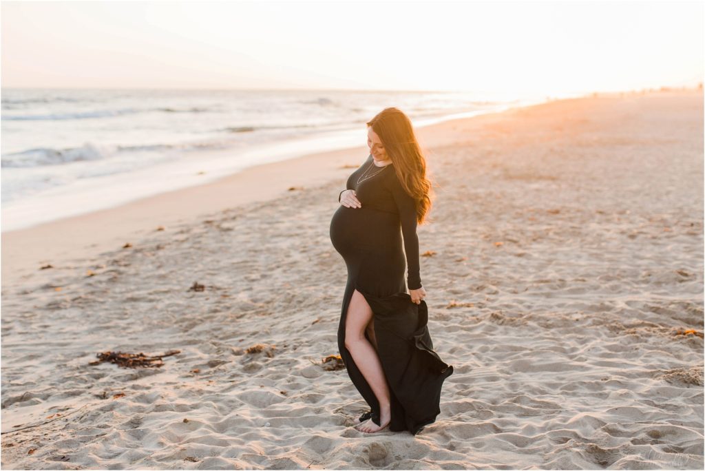 pregnant woman at sunset