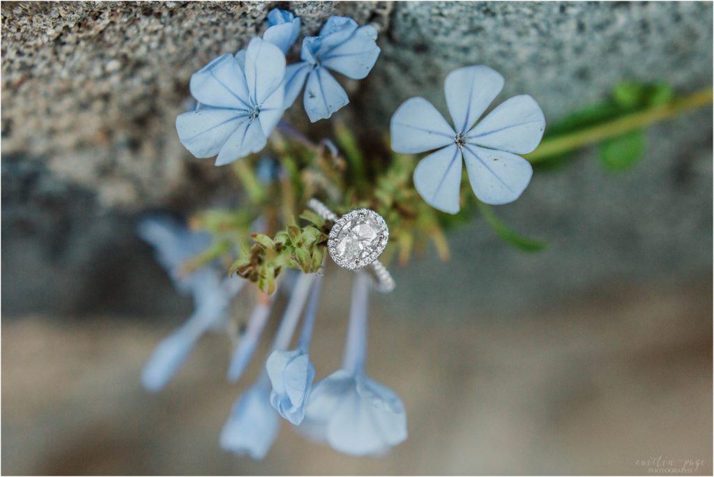 engagement ring blue flowers