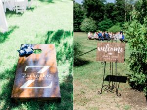 wedding details corn hole board york maine