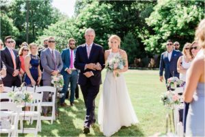 bride and dad walking down the aisle york maine