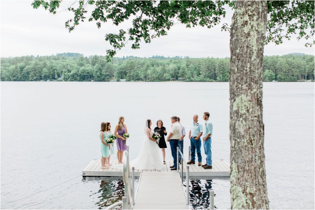 wedding ceremony on lake dock