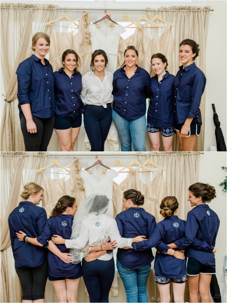 bride and bridesmaids matching shirts