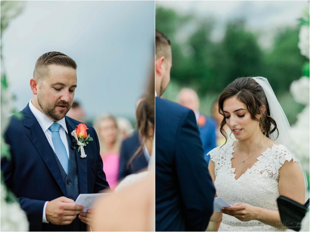 bride and groom exchanging wedding vows
