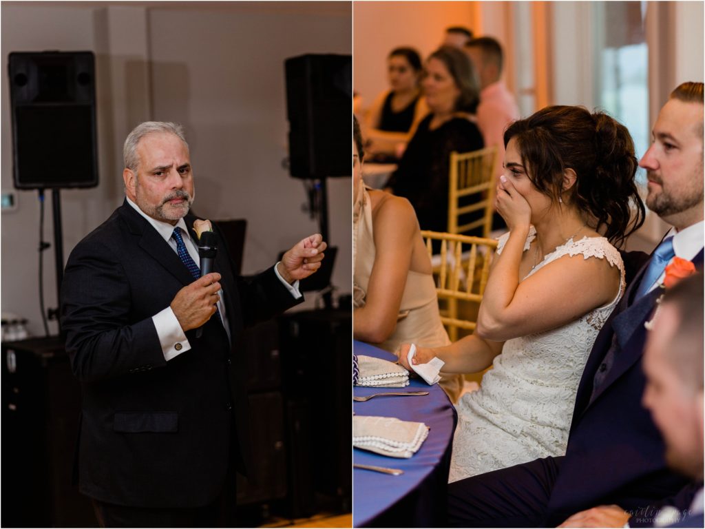bride crying during dads speech