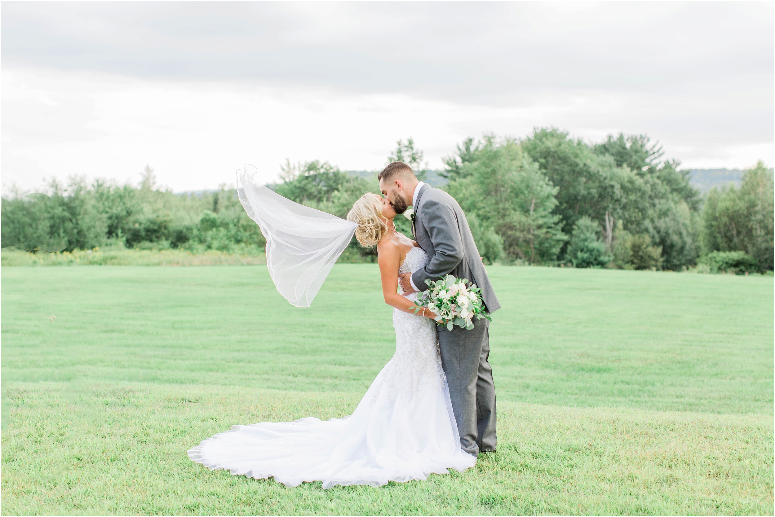 bride and groom flying veil dell lea