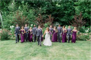 bridal party walking locke falls farm