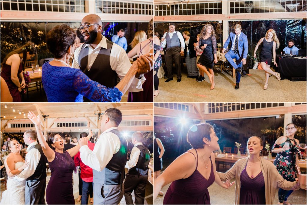 wedding guests dancing at reception locke falls farm