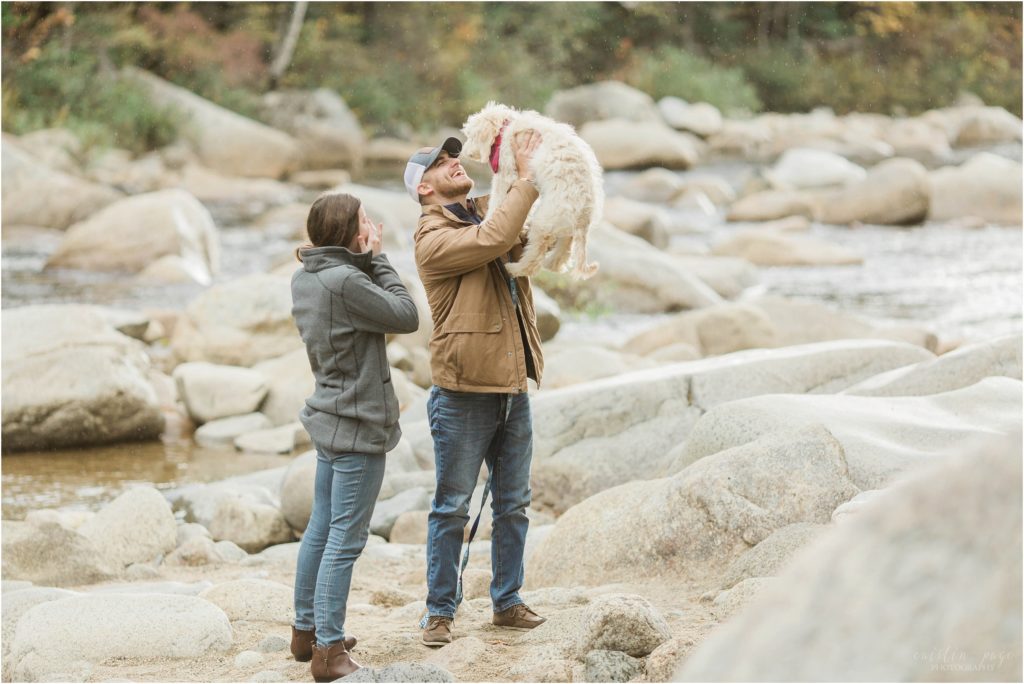 couple with puppy at lower falls