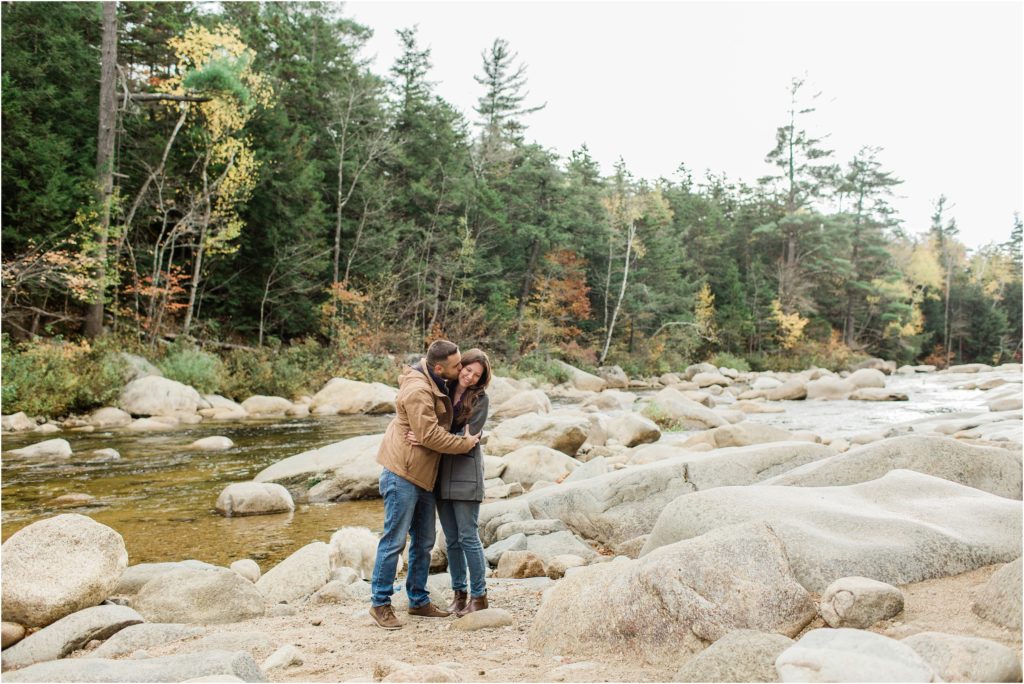 couple at lower falls fall engagement