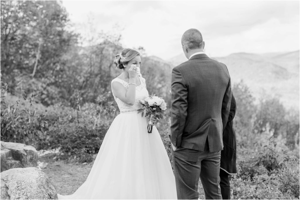 bride crying white mountains elopement