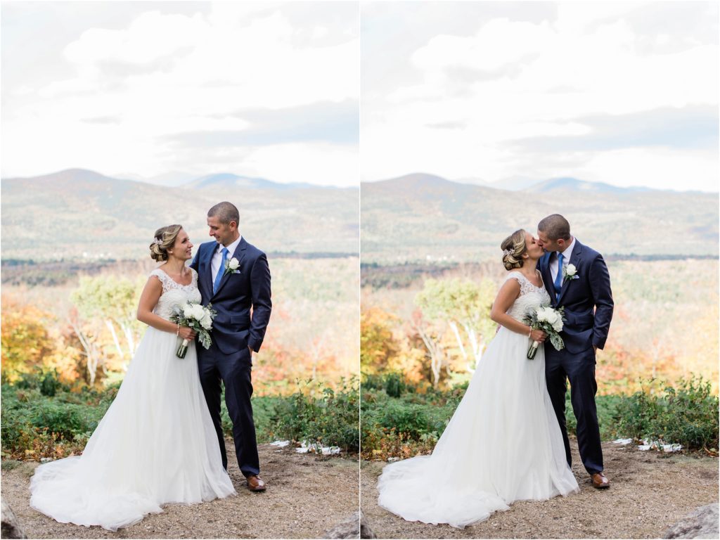 bride and groom fall colors white mountains