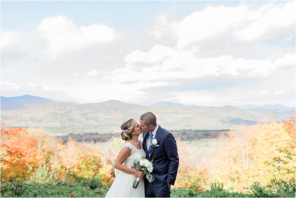 bride and groom elopement white mountains