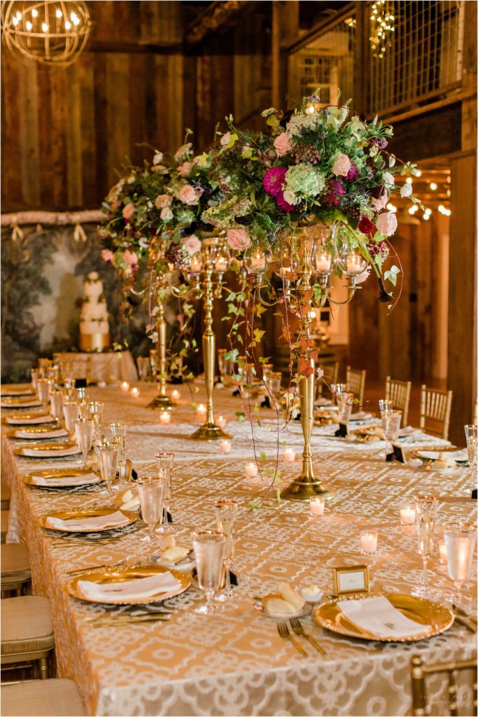 tall centerpieces floral arrangements with gold candelabras