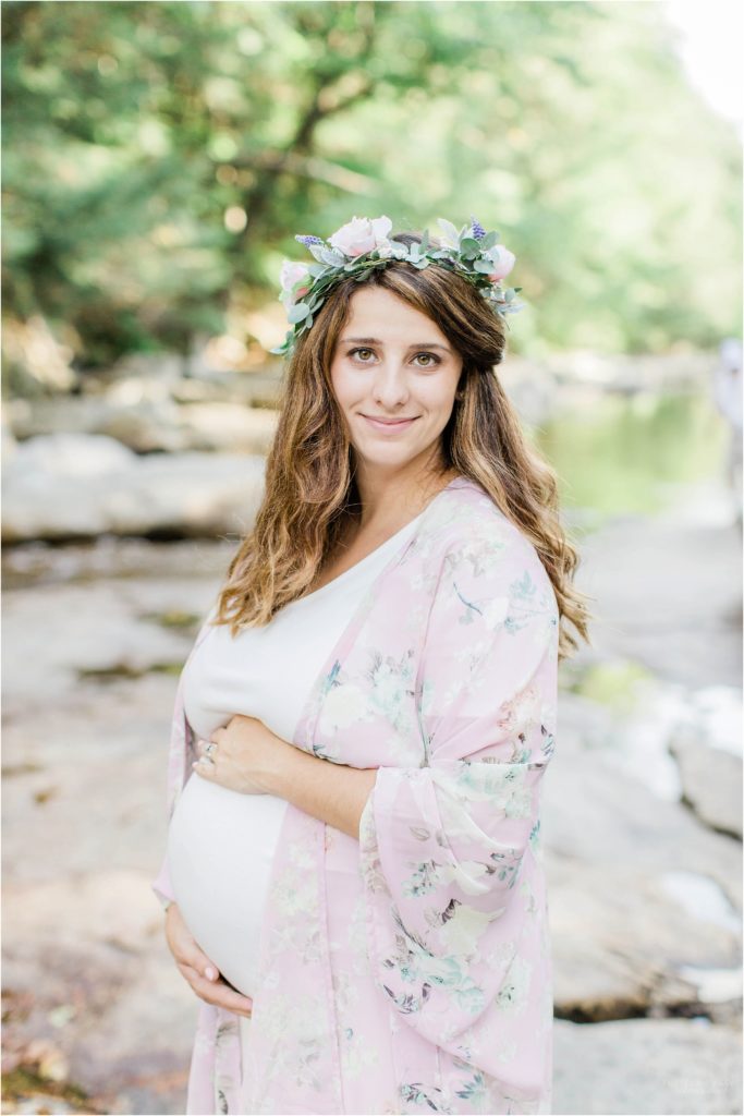 pregnant woman with flower crown