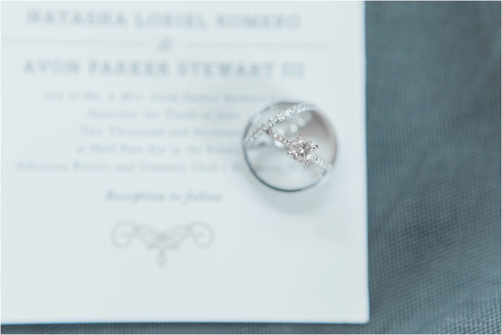 wedding rings with wedding invitation