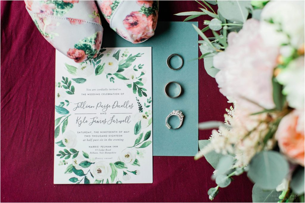 wedding details floral shoes wedding invitation