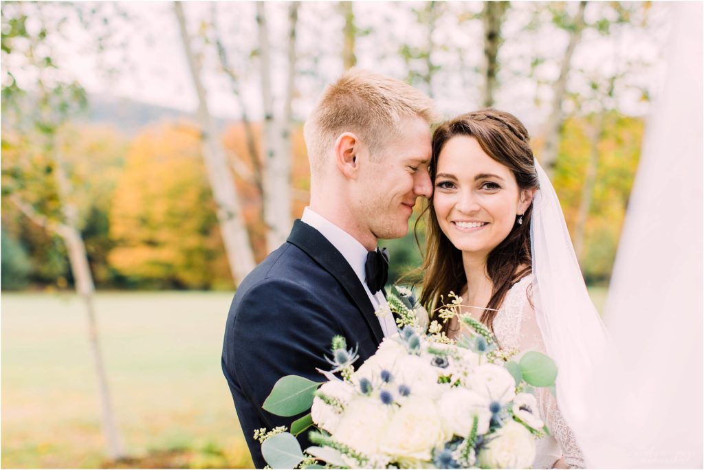 bride and groom wedding portrait vermont