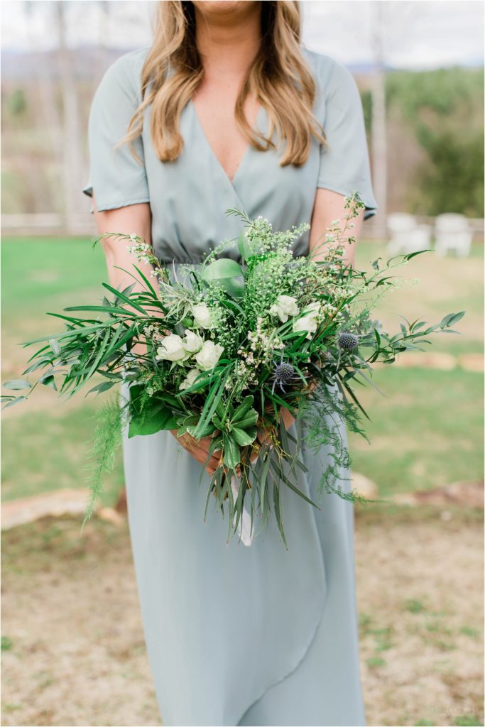 bridesmaids bouquet with greens