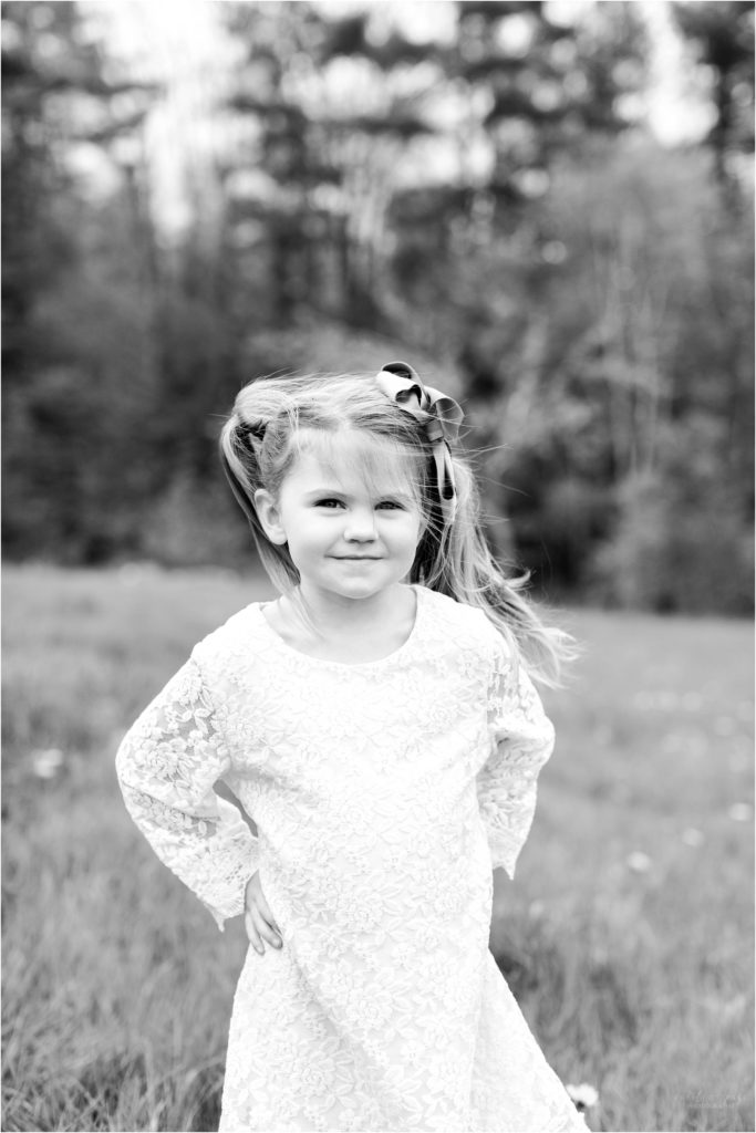 black and white photo of little girl