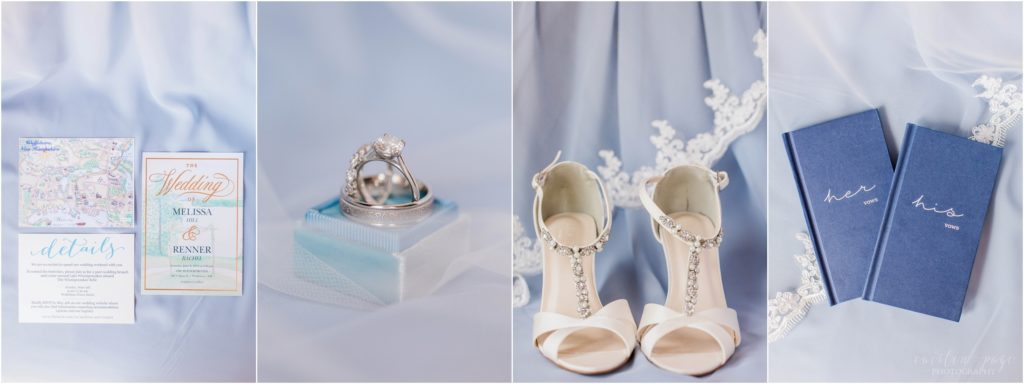 blue and cream wedding details