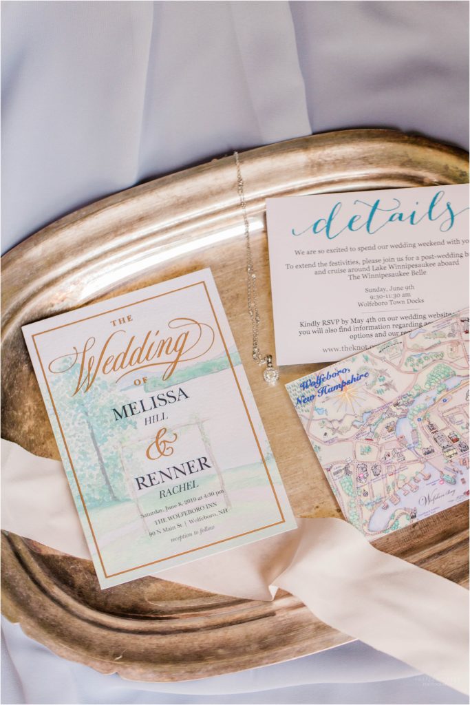 wedding invitation on tray