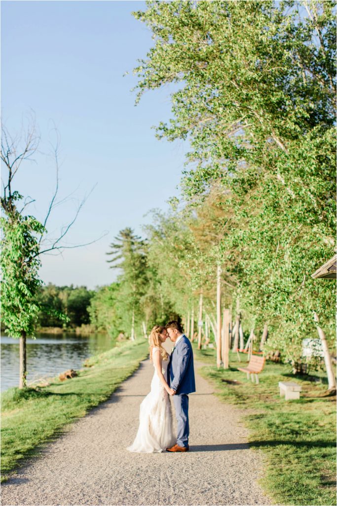 sunset photos of bride and groom rail trail