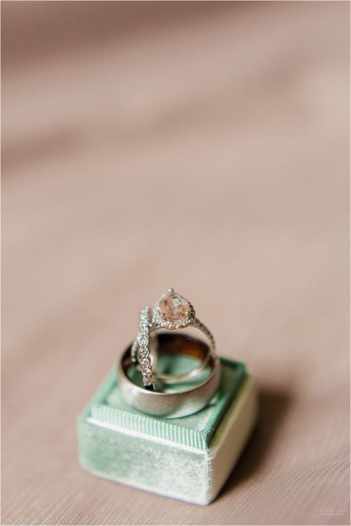 wedding rings with green ring box