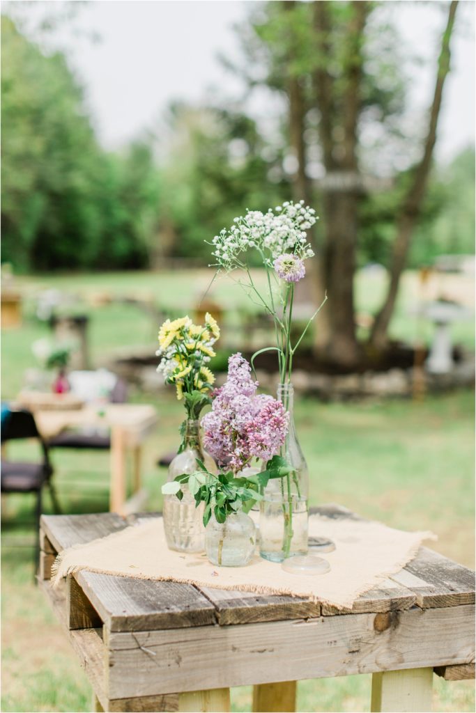 lilac arrangement on table