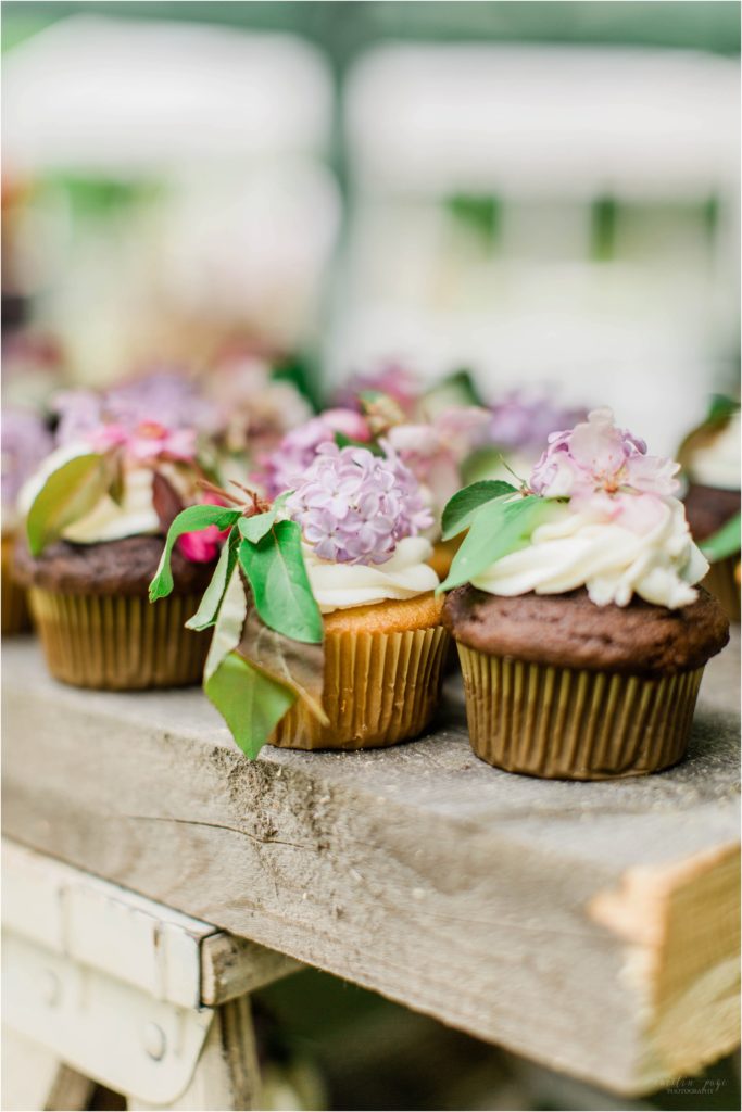 cupcakes topped with lilacs