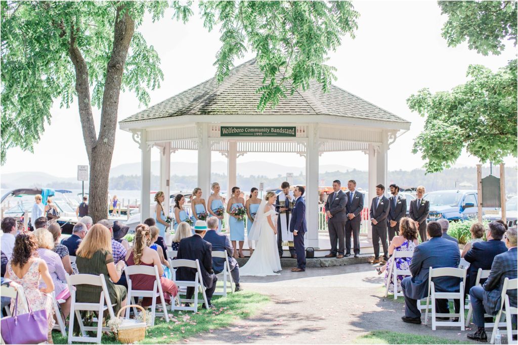 Wedding ceremony at Cate Park Gazebo in Wolfeboro New Hampshire