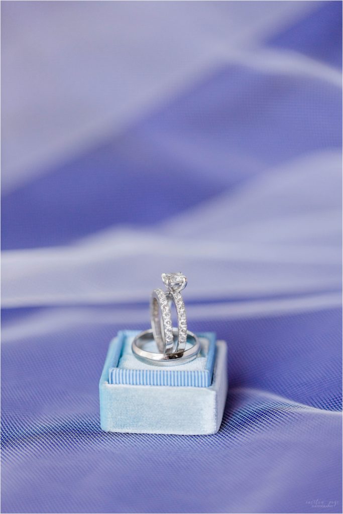 wedding ring in a blue velvet box