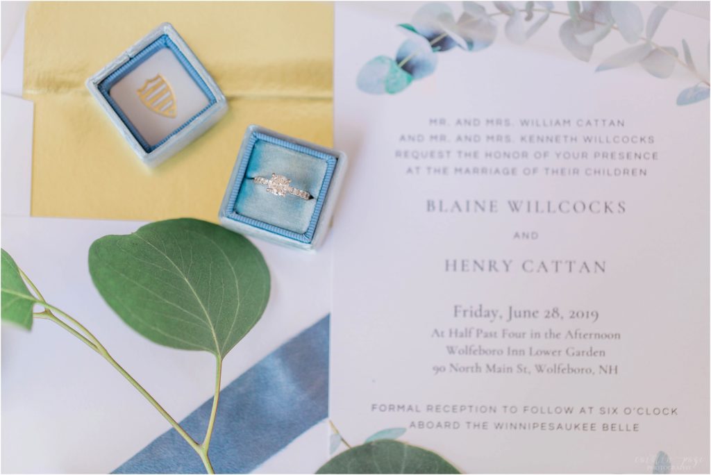 rings with wedding invitation