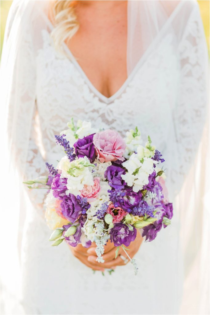 Pink and purple lisianthus bouquet