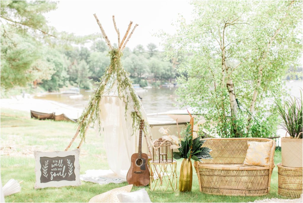 Summer bridal shower inspiration with teepee and boho details