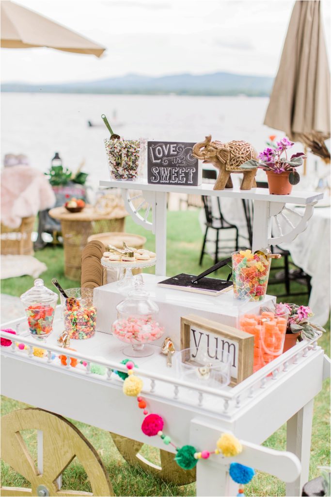 Candy and sweets cart summer bridal shower inspiration
