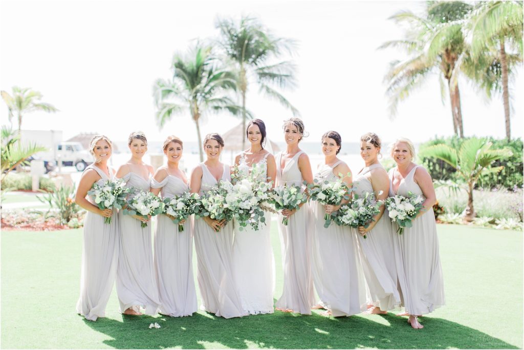 bridesmaids in light green dresses