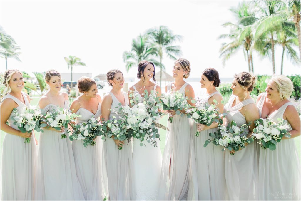 bridesmaids in light green dresses