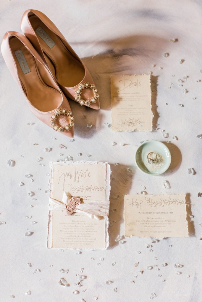 Invitation suite with crystals and pink heels
