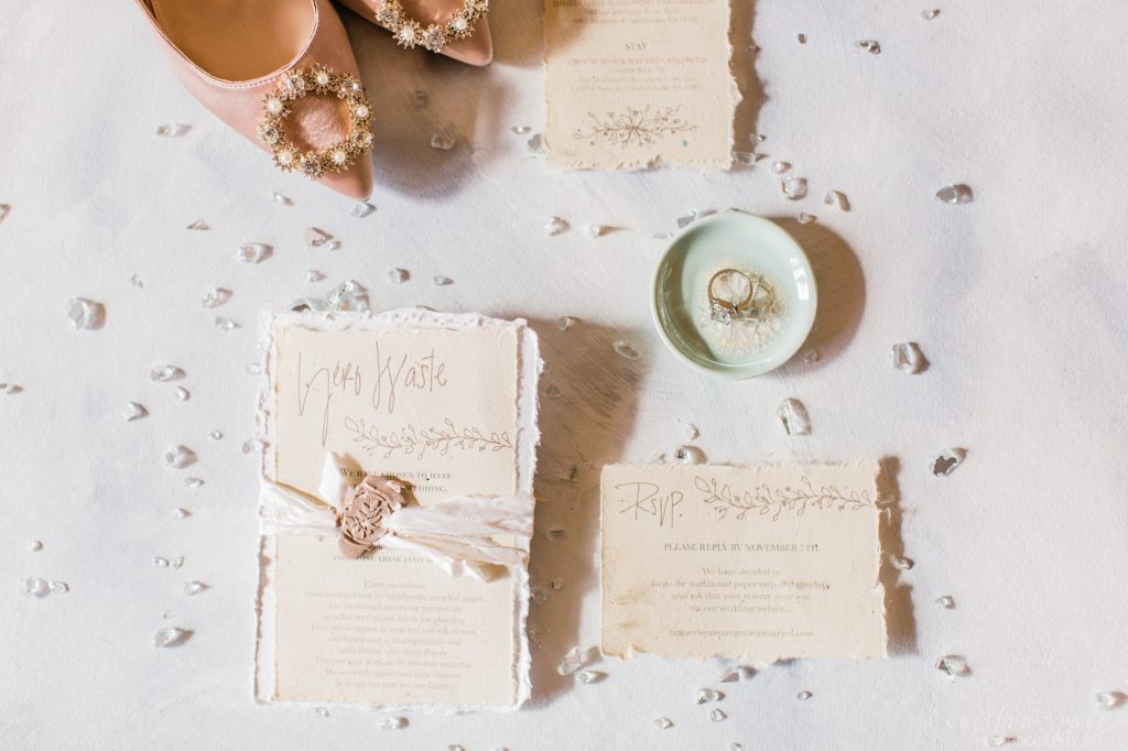 Invitation suite with crystals and pink heels