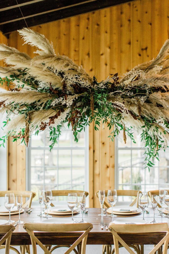 Floating dried floral display for zero waste wedding