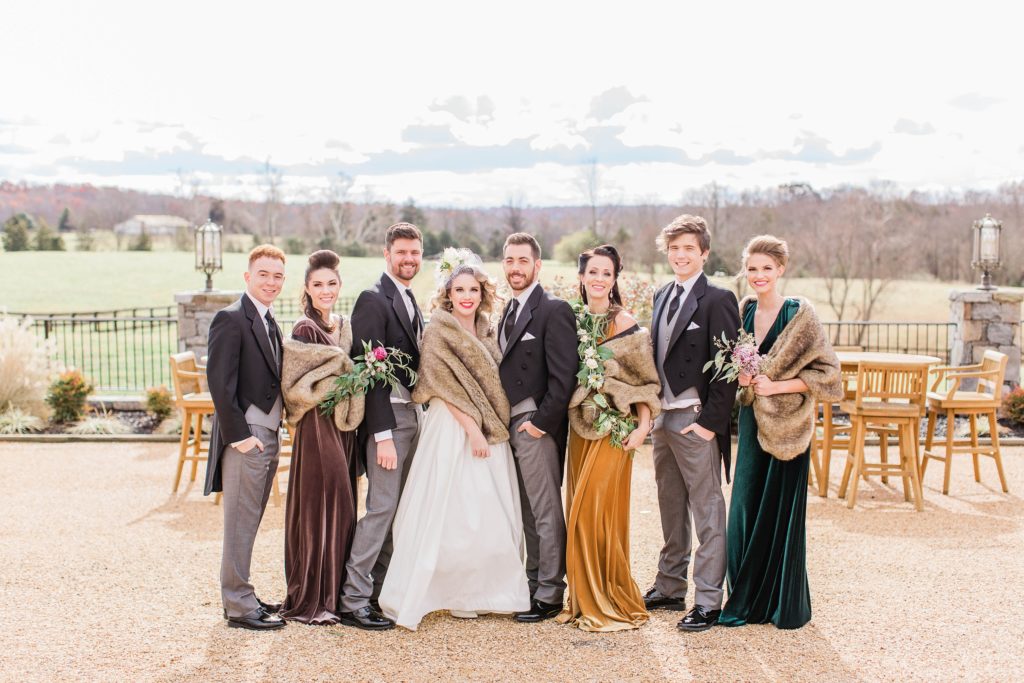 Vintage styled bridal party at Mount Ida Farm in Charlottesville Virginia