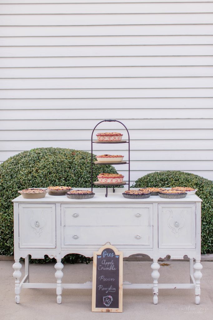 Pie bar set up at Mount Ida Farm in Charlottesville Virginia