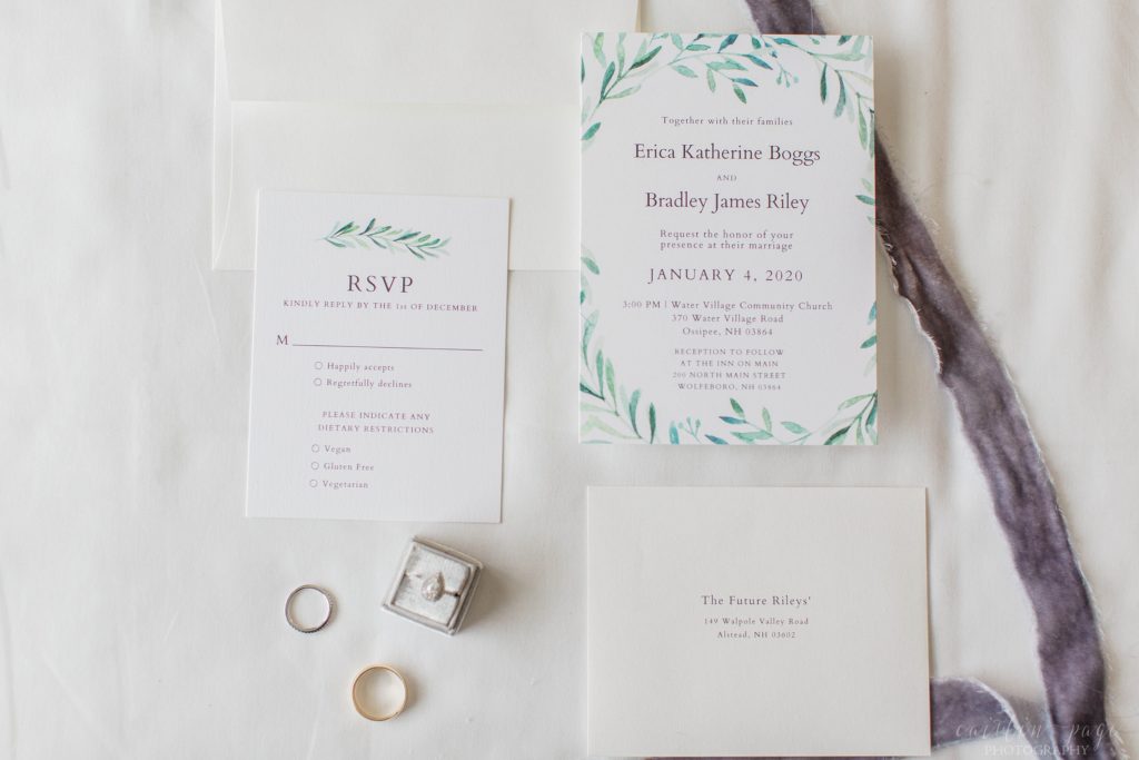 Wedding rings and invitations