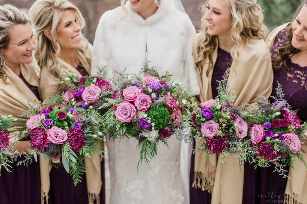 Bridesmaids with bouquets